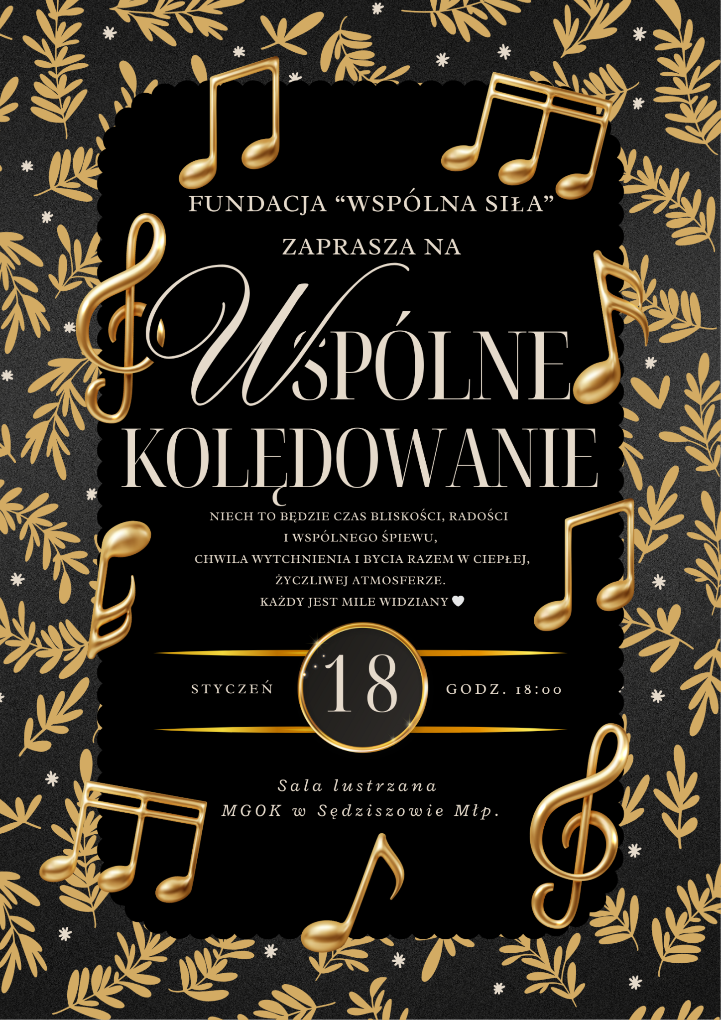 Black Gold Luxury Traditional Carol Concert Christmas Poster