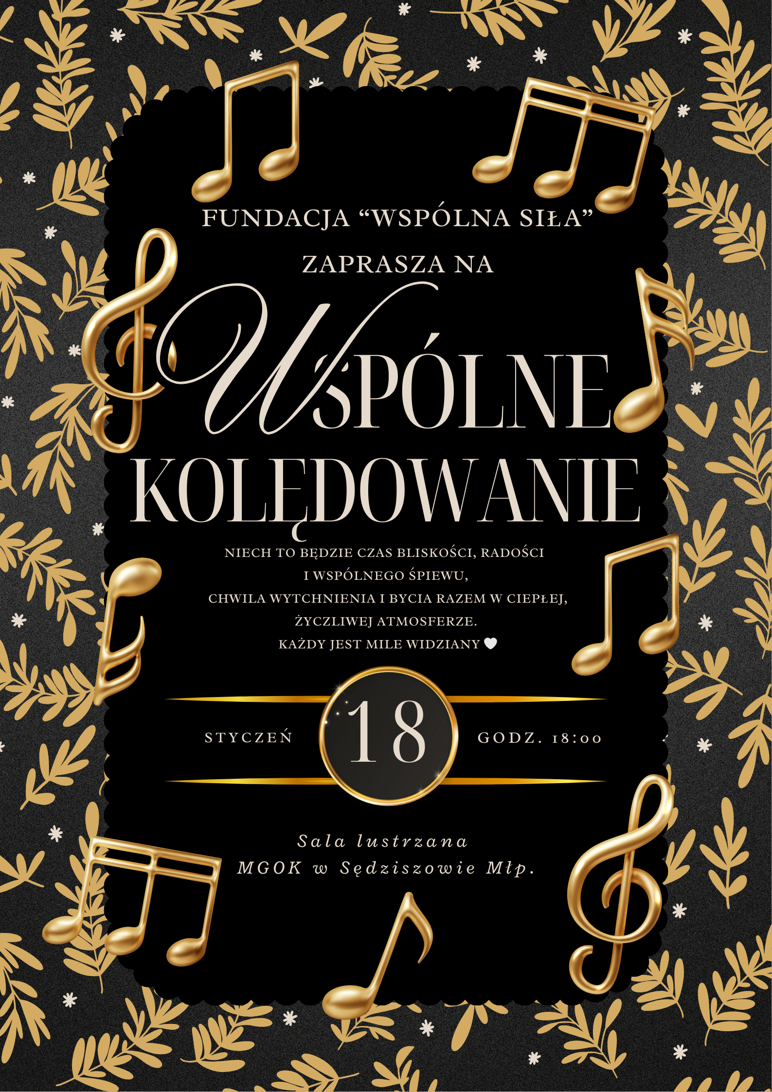 Black Gold Luxury Traditional Carol Concert Christmas Poster